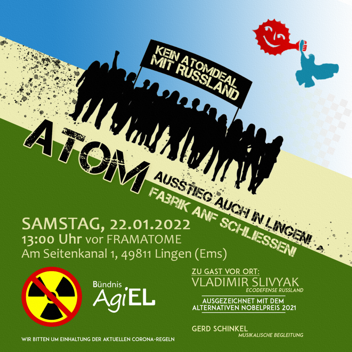 Demonstration im Emsland: Stopp Atomenergie – Kein Urandeal in Lingen – Uranfabriken stilllegen