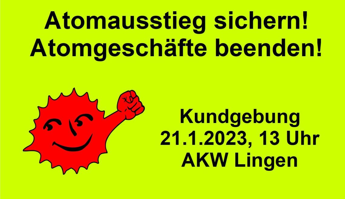 Atomkraftwerke runterfahren – Kundgebung am AKW Emsland in Lingen am 21. Januar