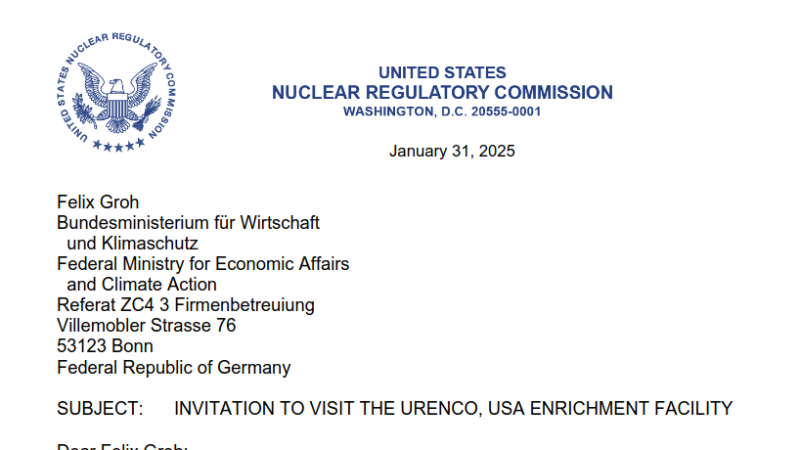 Eine Einladung von URENCO: Deutschland, das Uran und die USA